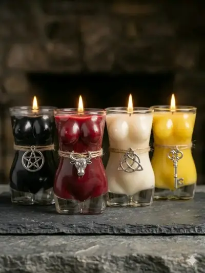 Velas decorativas en forma de torso con símbolos - miniatura 1