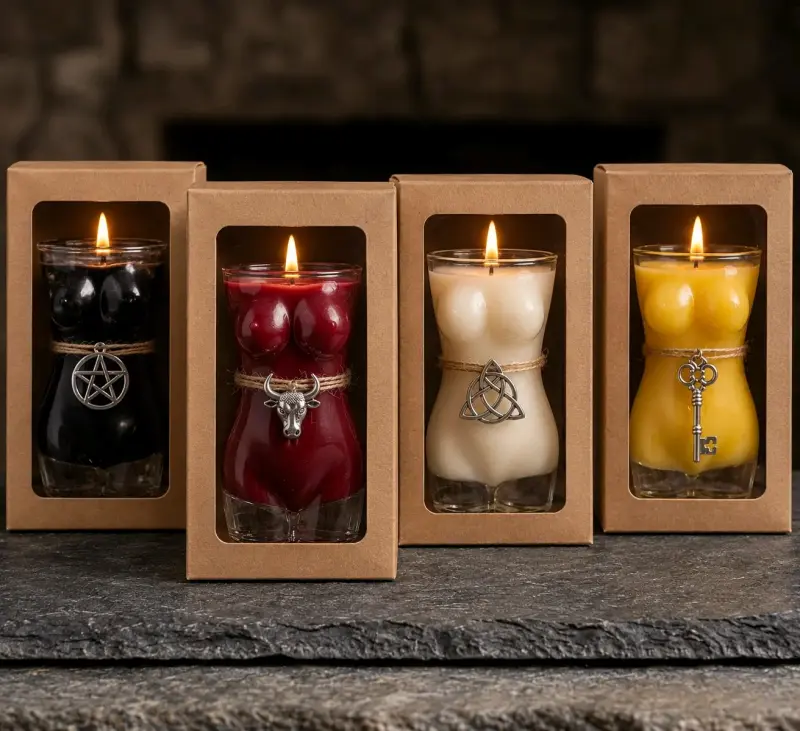 Velas decorativas en forma de torso con símbolos - 2