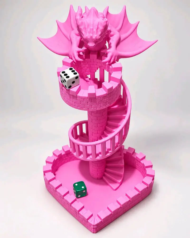 Torre de Dados Dragón Rosa con Escalera Espiral - 1