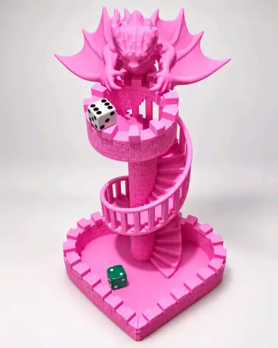 Torre de Dados Dragón Rosa con Escalera Espiral - miniatura 1