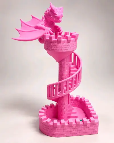 Torre de Dados Dragón Rosa con Escalera Espiral - miniatura 3
