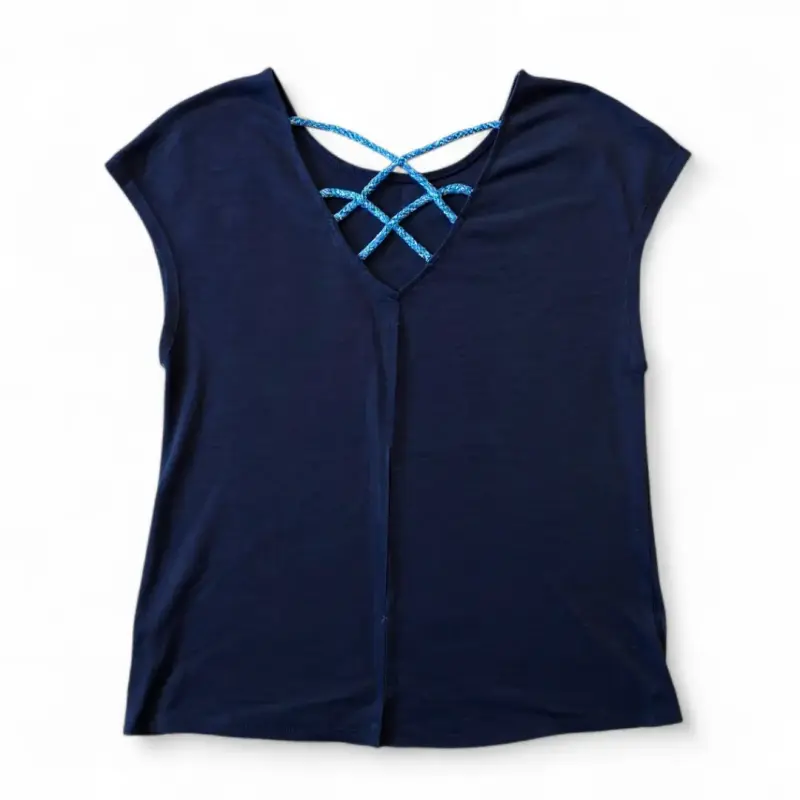 Polera Mezcla Lino Azul Marino GAP Talla S - 1