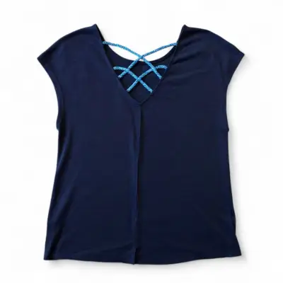 Polera Mezcla Lino Azul Marino GAP Talla S - miniatura 1