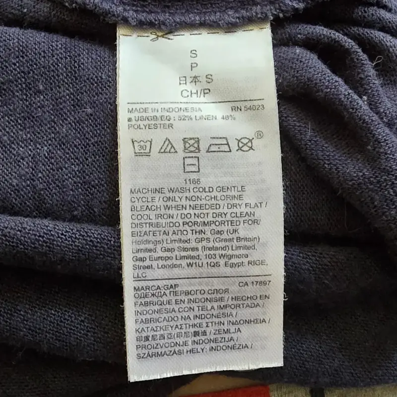 Polera Mezcla Lino Azul Marino GAP Talla S - 5
