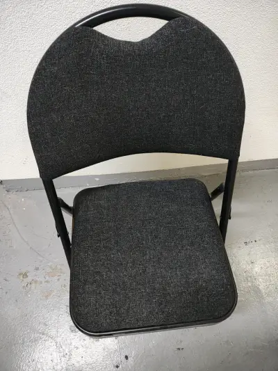 Silla Plegable Negra de Metal y Tela - miniatura 3