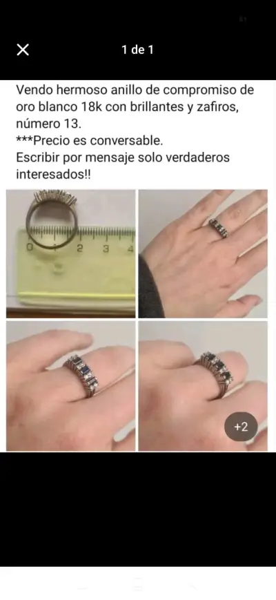 Anillo de compromiso oro blanco 18k con brillantes - miniatura 1