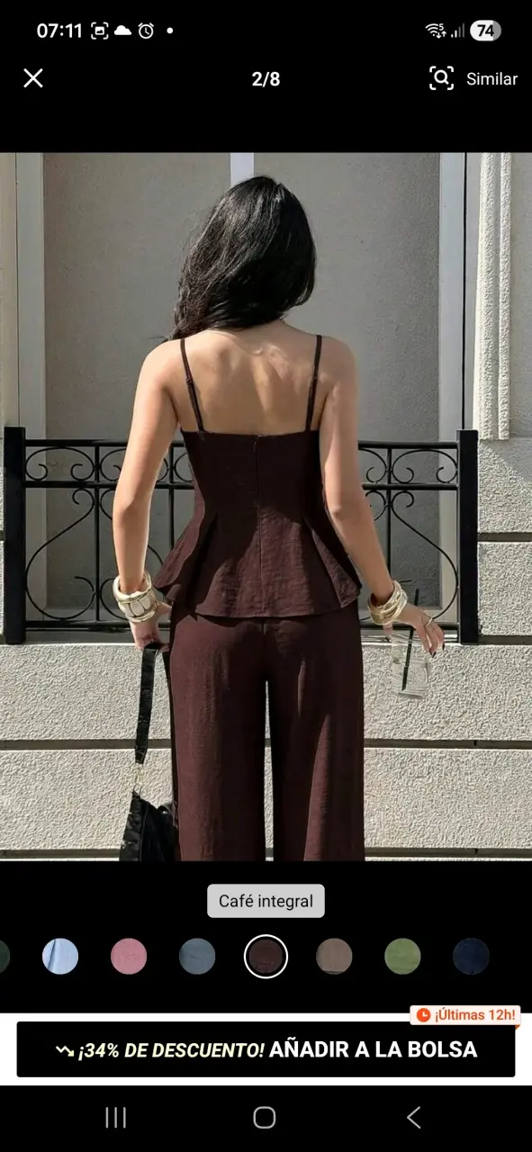 Conjunto de pantalón y top café integral - 2