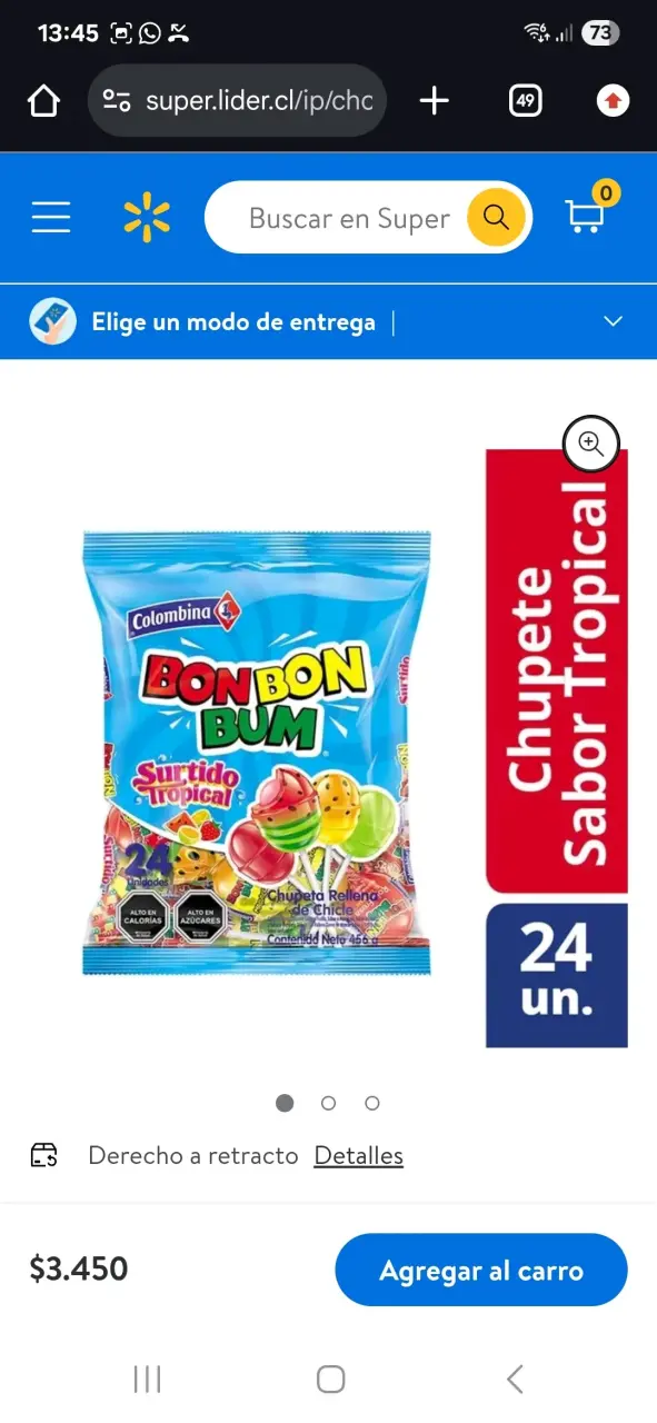 Chupetes Bon Bon Bum Surtido Tropical 24 unidades - 1