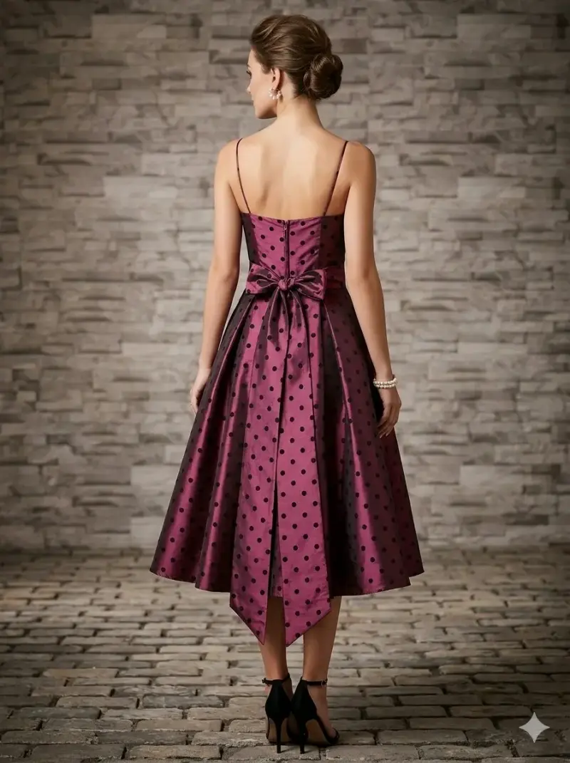 Vestido de fiesta burdeos con lunares - 2