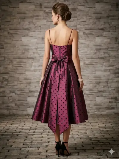 Vestido de fiesta burdeos con lunares - miniatura 2