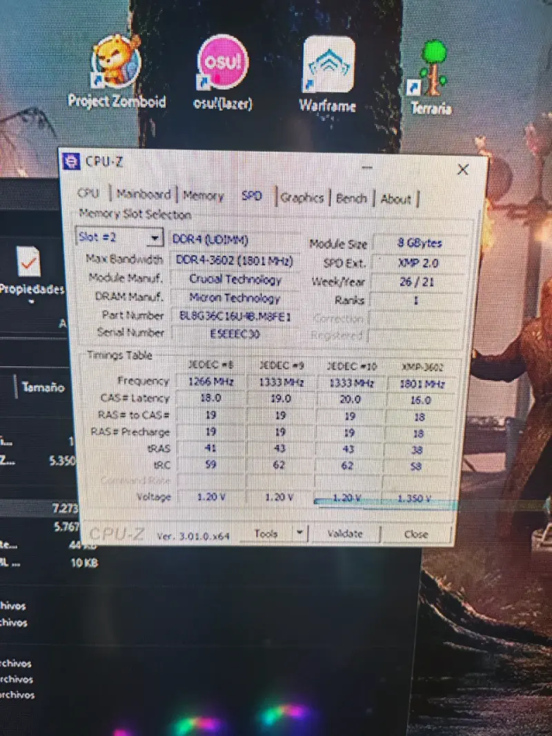 Memoria RAM Crucial 2x8GB DDR4 3600MHz - 3