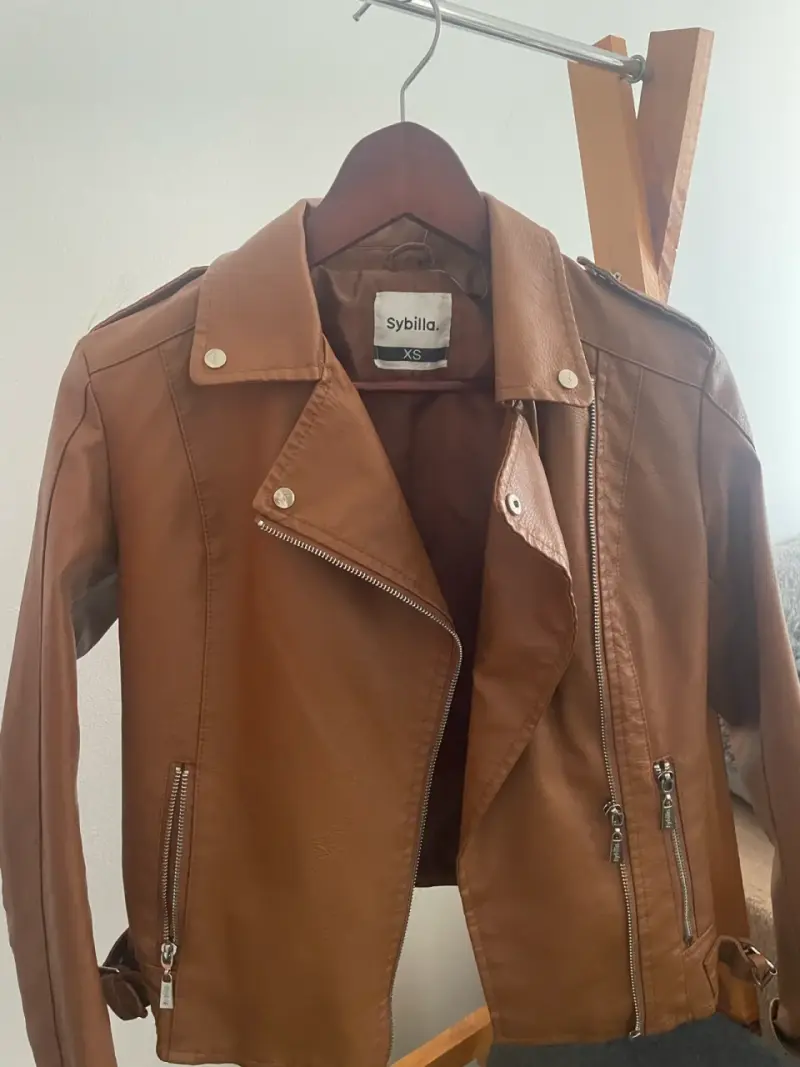 Chaqueta de cuero marrón Sybilla XS