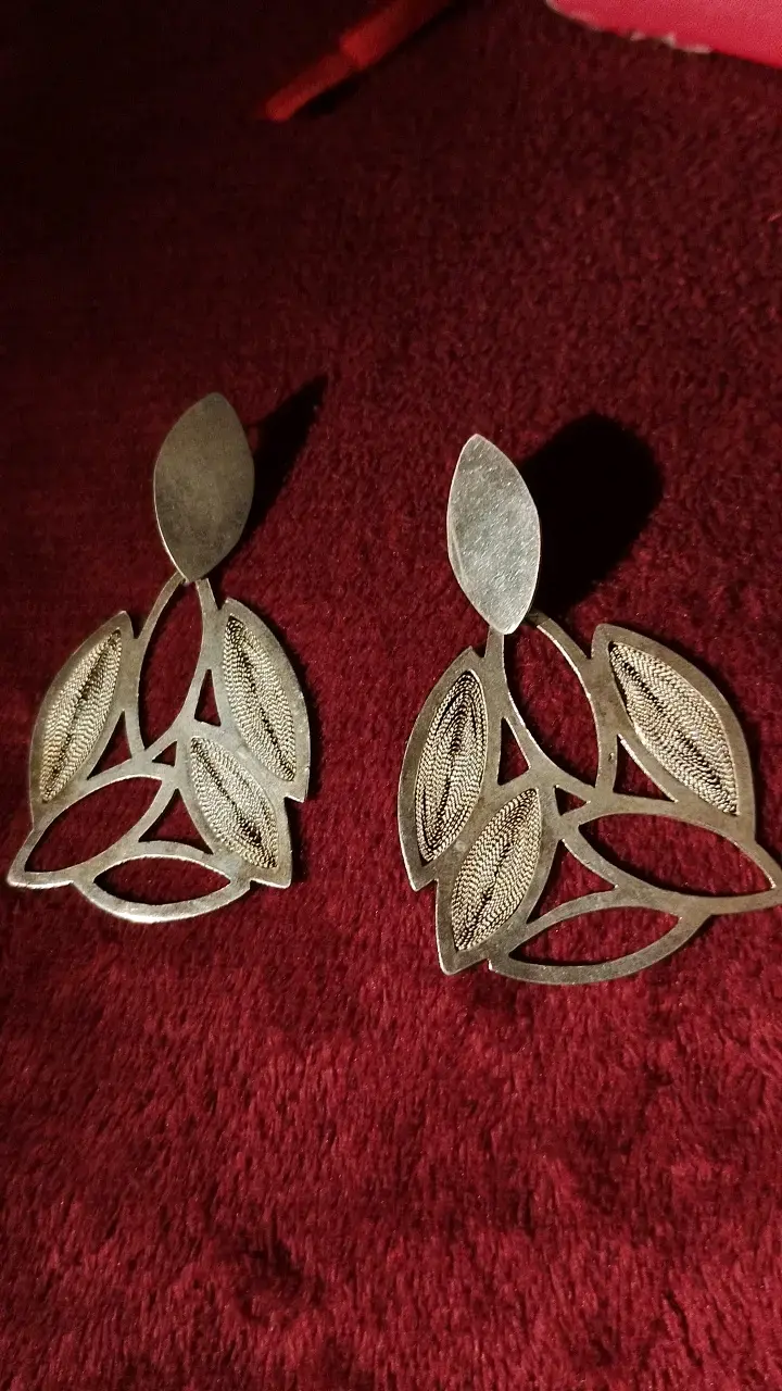 Aros de filigrana en plata diseño hojas - 2