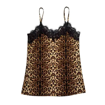 Polera Mujer Top Lencero Satinado Leopard Talla S - miniatura 1