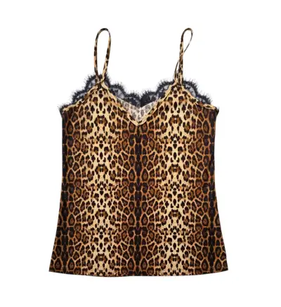 Polera Mujer Top Lencero Satinado Leopard Talla S - miniatura 2