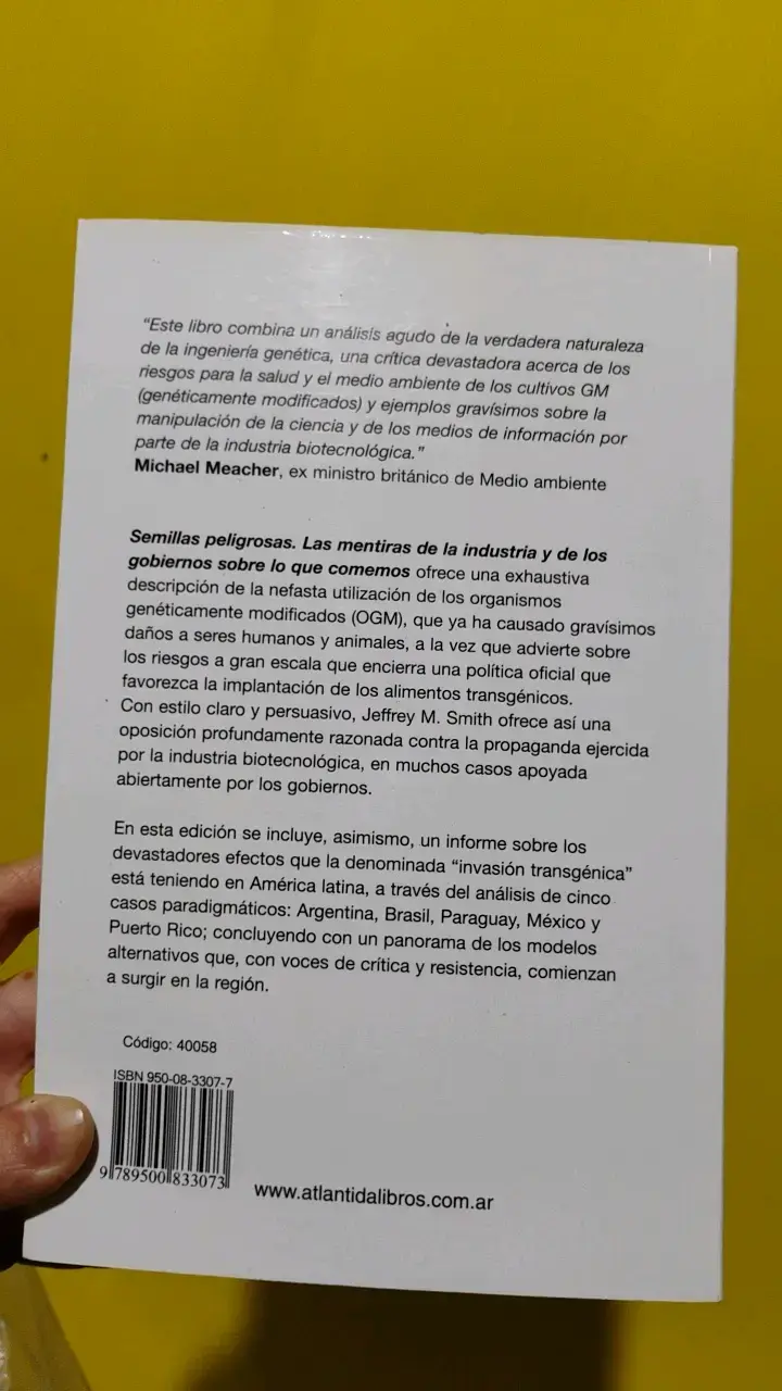 Libro 'Semillas Peligrosas' de Jeffrey M. Smith - 2