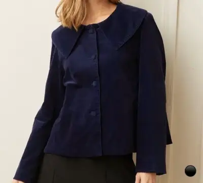 Chaqueta de terciopelo azul marino Basement - miniatura 1