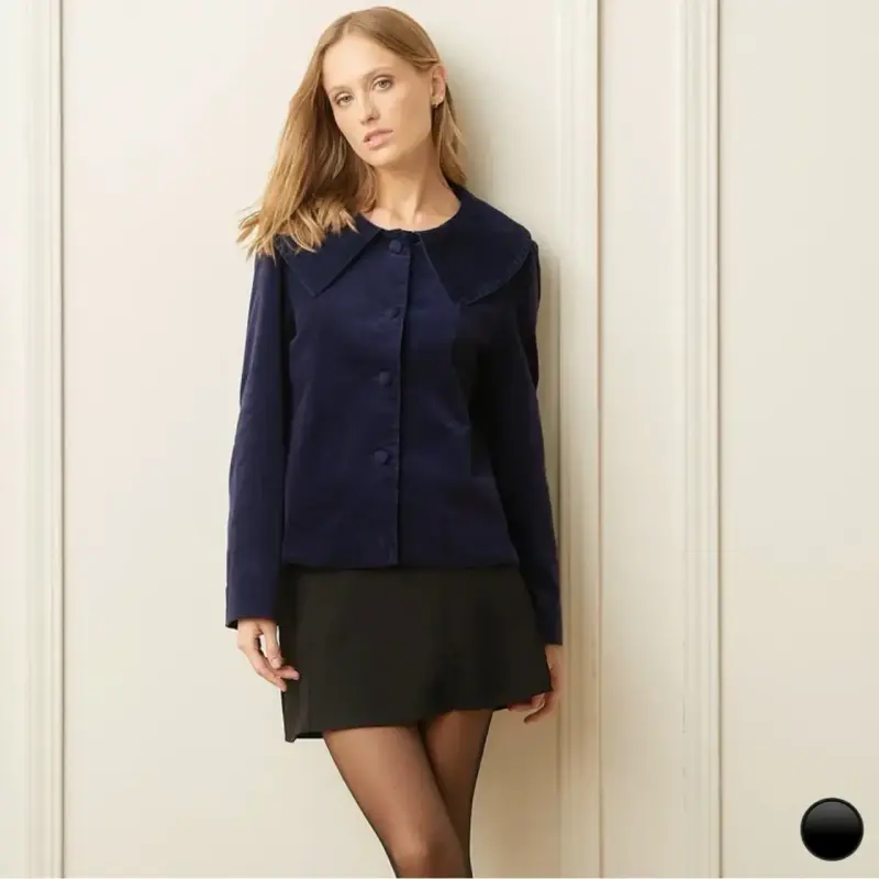 Chaqueta de terciopelo azul marino Basement - 5