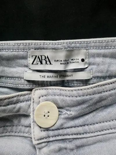 Jeans Zara The Marine Straight gris claro talla 34 - miniatura 2