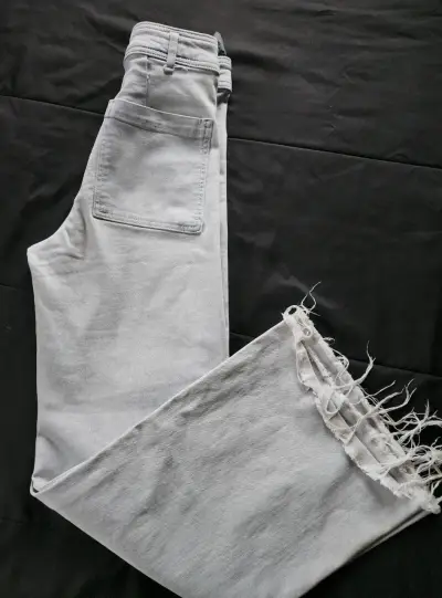 Jeans Zara The Marine Straight gris claro talla 34 - miniatura 4