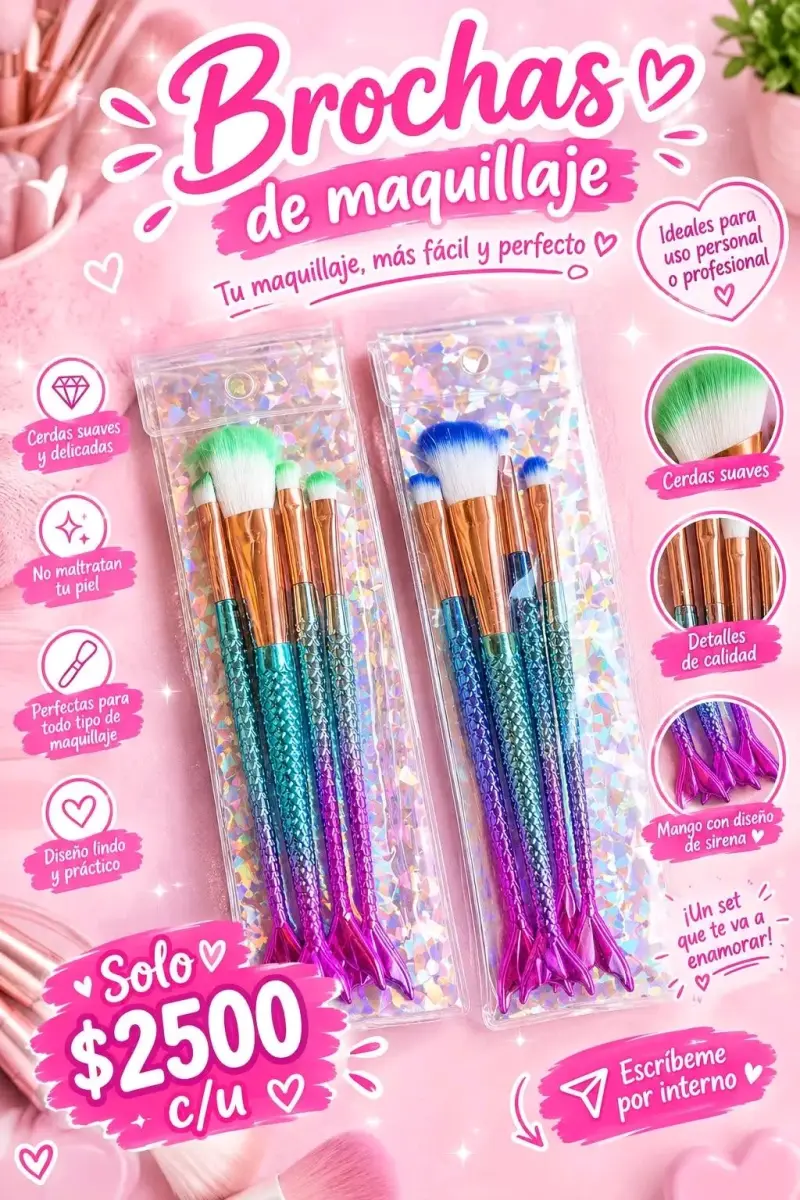 Set de brochas de maquillaje con diseño de sirena