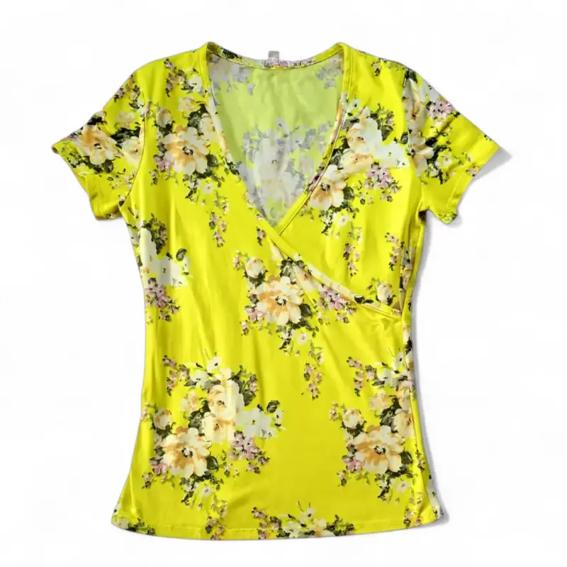 Polera para mujer A’Gaci Talla S Amarilla Floral - 1
