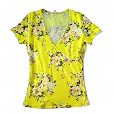 Polera para mujer A’Gaci Talla S Amarilla Floral - miniatura 1