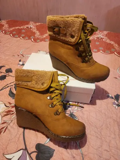 Botines de mujer con plataforma y forro de lana - miniatura 2