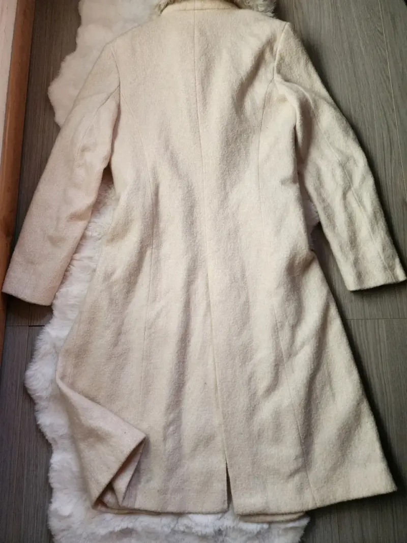 Abrigo Zara Mujer Beige con Cuello de Pelo - 2