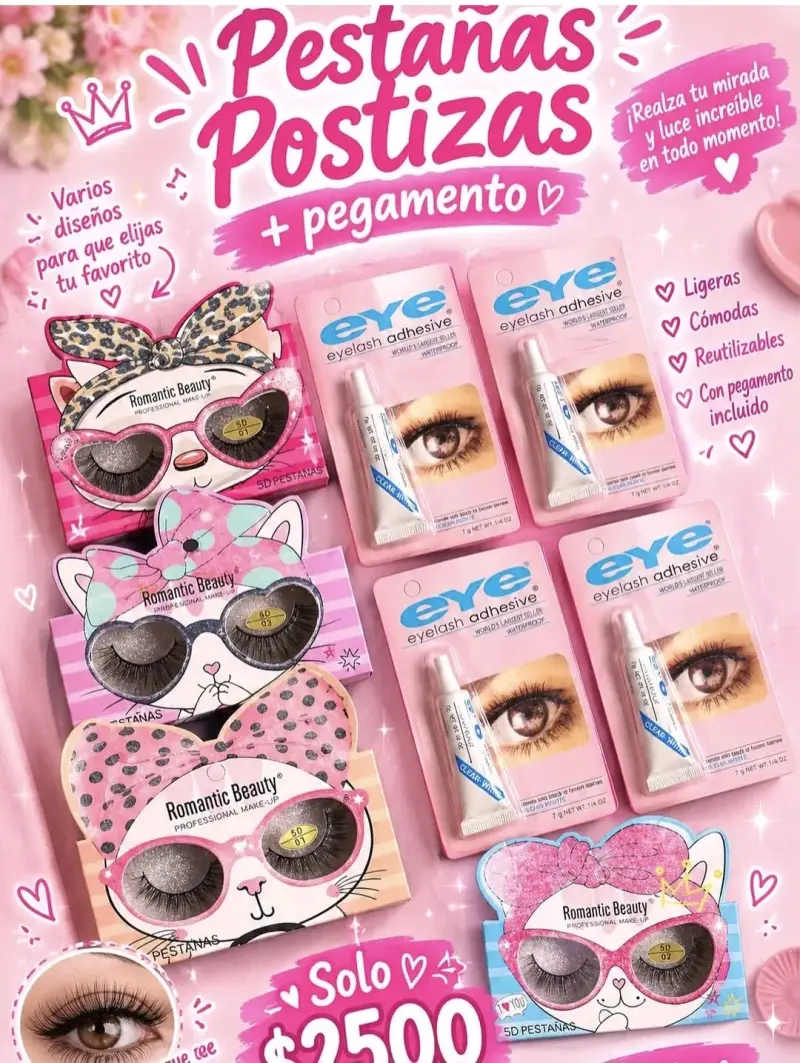 Pestañas Postizas con Pegamento Incluido