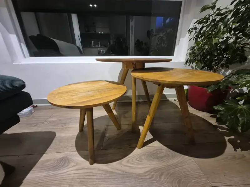 Juego de mesas nido de madera estilo moderno - 2