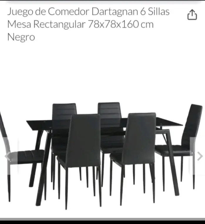 Juego de comedor Dartagnan 6 sillas negro