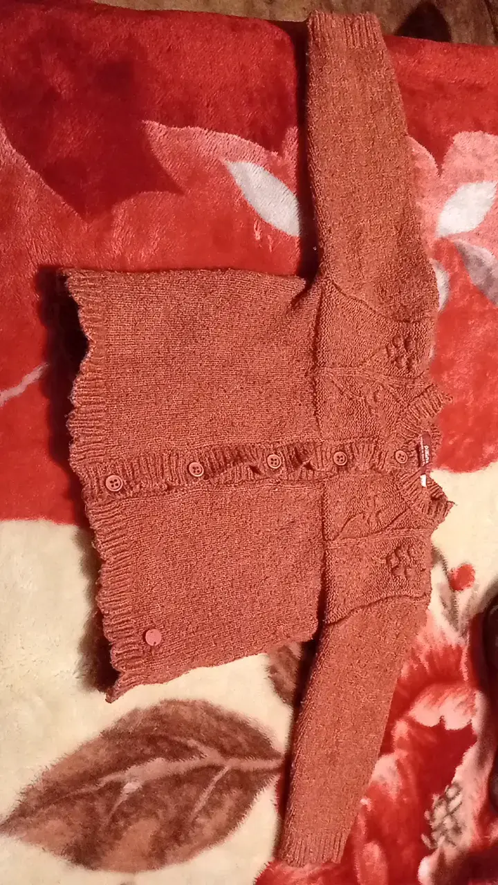 Chaleco tejido para bebé color terracota - 1