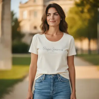 Polera Mujer Pepe Jeans Talla XL Algodón Blanco - miniatura 2