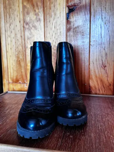 Botines de cuero negro con tacón Bella Marie - miniatura 3