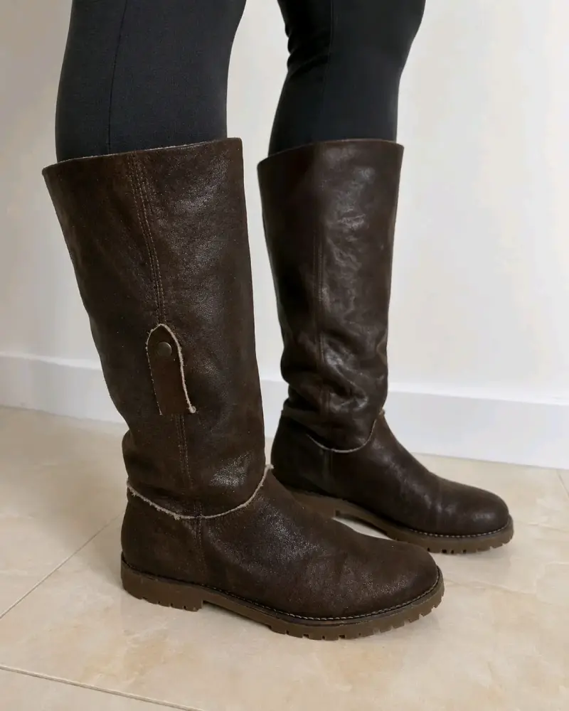 Botas de cuero marrón para mujer
