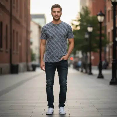 Polera Hombre Mosaico Gris Zara Man Talla M - miniatura 3