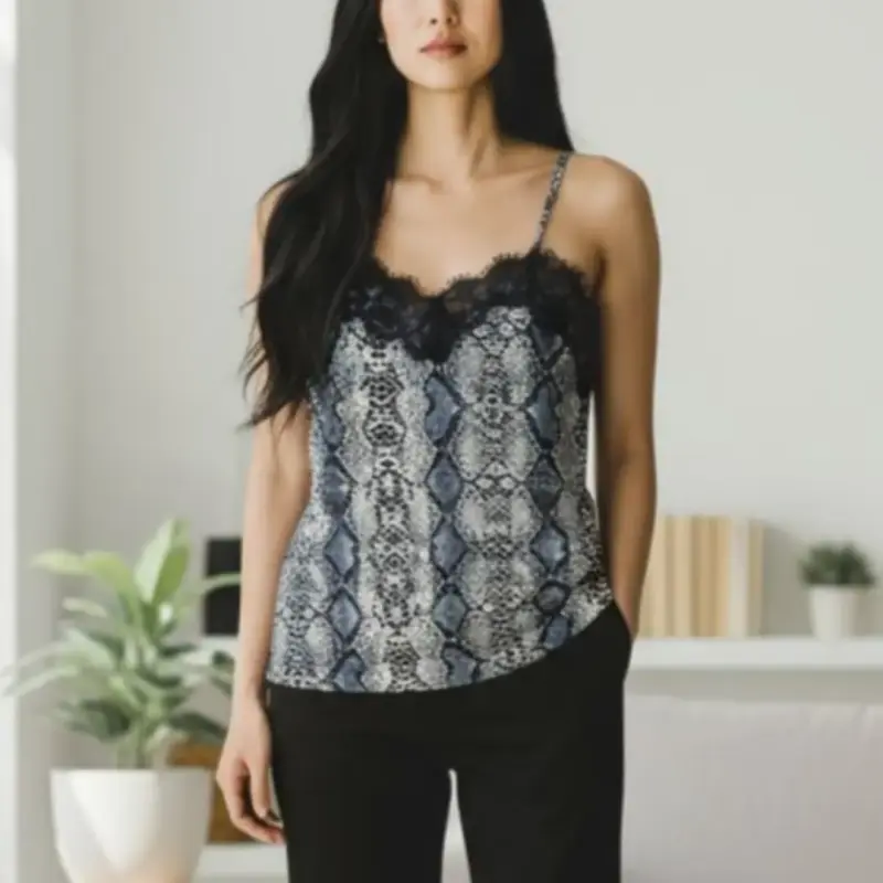 Polera Mujer Top Lencero Animal Print Talla M - 4