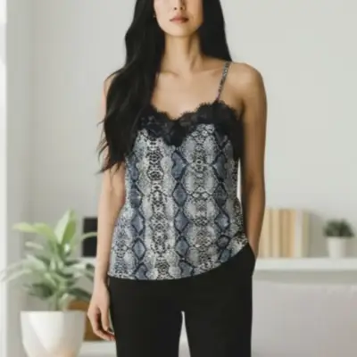 Polera Mujer Top Lencero Animal Print Talla M - miniatura 4