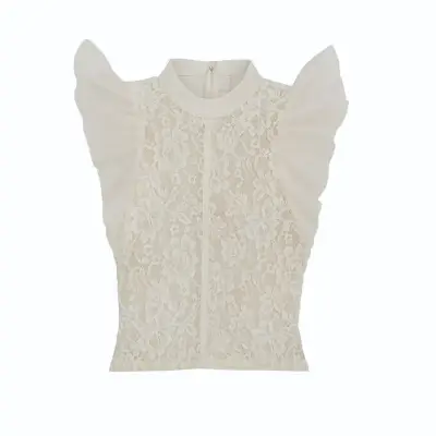 Blusa Nicopoly Talla S Mujer Blanco Encaje - miniatura 1