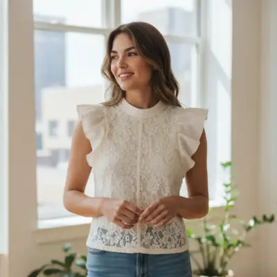 Blusa Nicopoly Talla S Mujer Blanco Encaje - miniatura 4