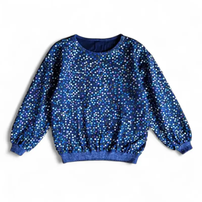 Sweater Mujer de lentejuelas azul Talla M - 1