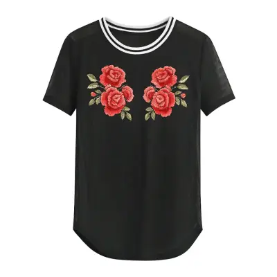 Polera Forever 21 Talla S Mesh Bordado Floral - miniatura 1