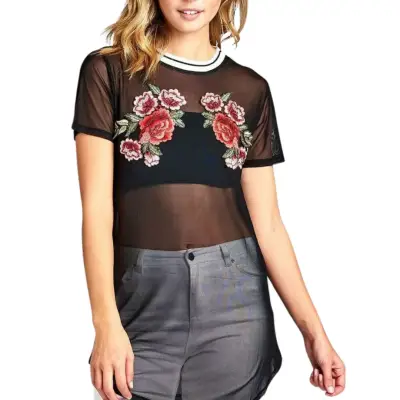 Polera Forever 21 Talla S Mesh Bordado Floral - miniatura 5