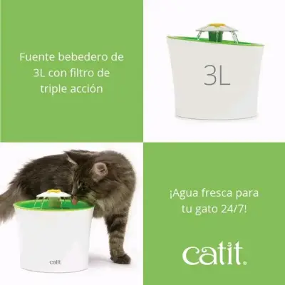 Fuente bebedero para gatos Catit 3L con filtro - miniatura 2