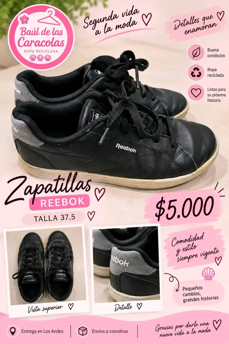 Zapatillas Reebok negras talla 37.5