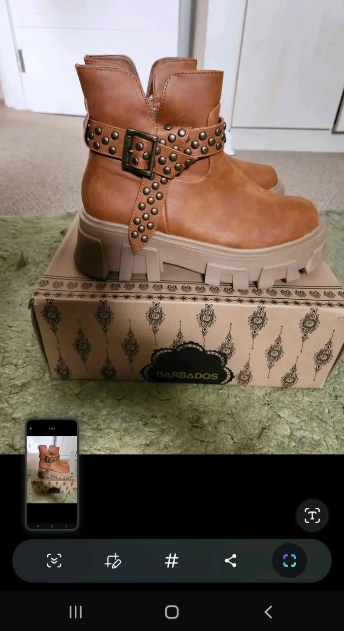 Botines de cuero camel con tachas Barbados - 2