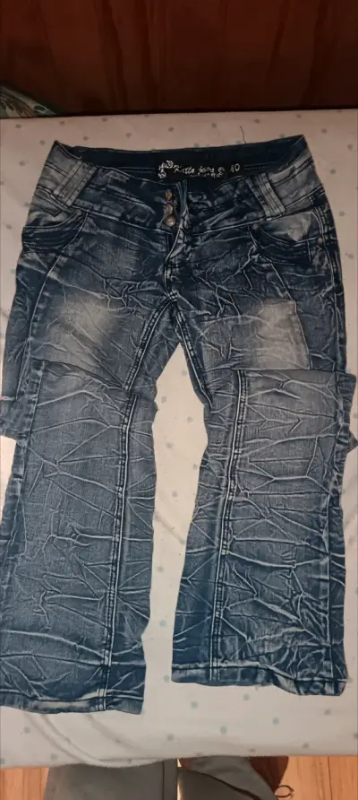 Jeans de mezclilla azul desgastados talla 40 - miniatura 1