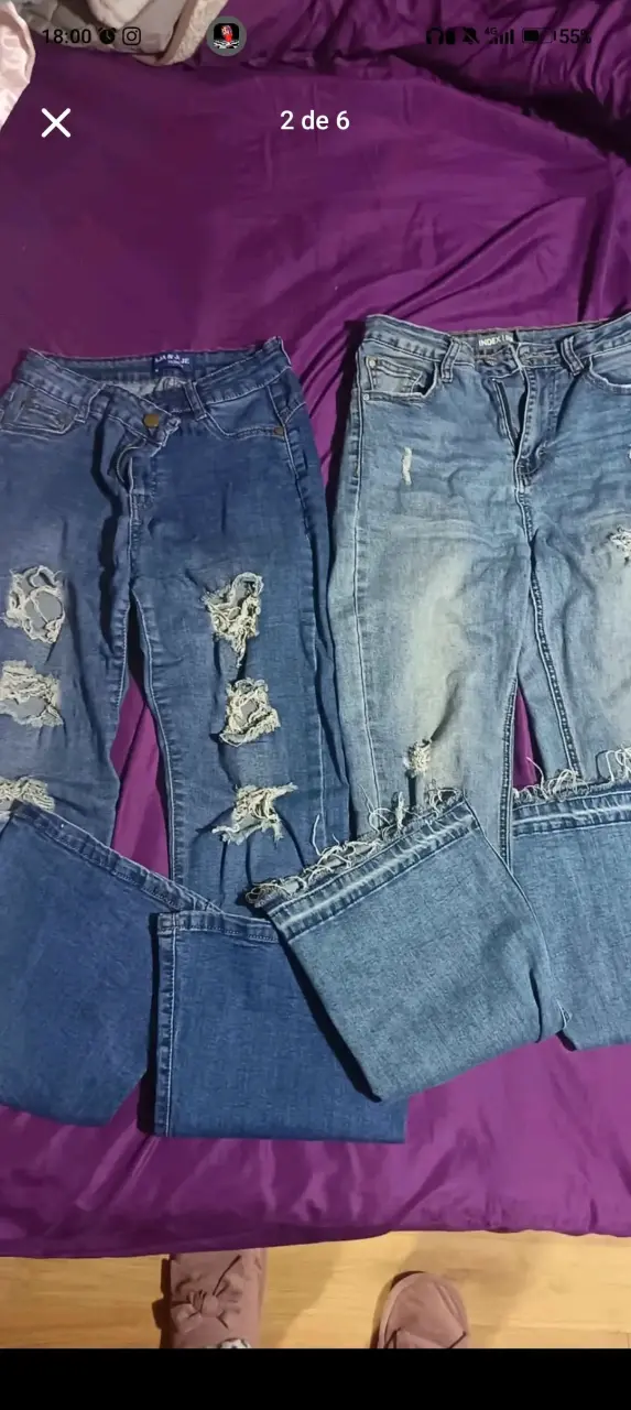 Jeans de mezclilla azul desgastados talla 40 - 3