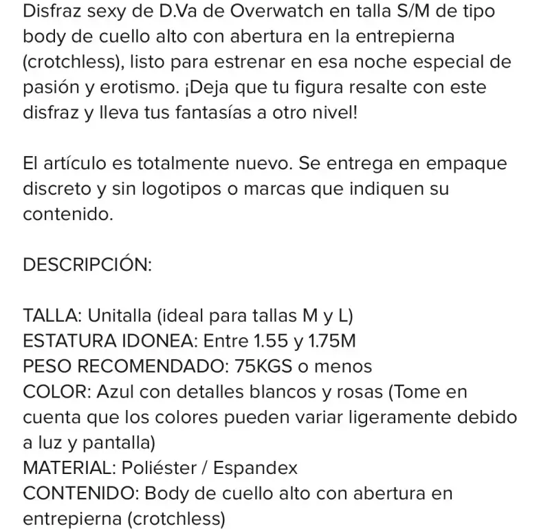 Disfraz Lencero Sexy D.Va Overwatch Azul - 2
